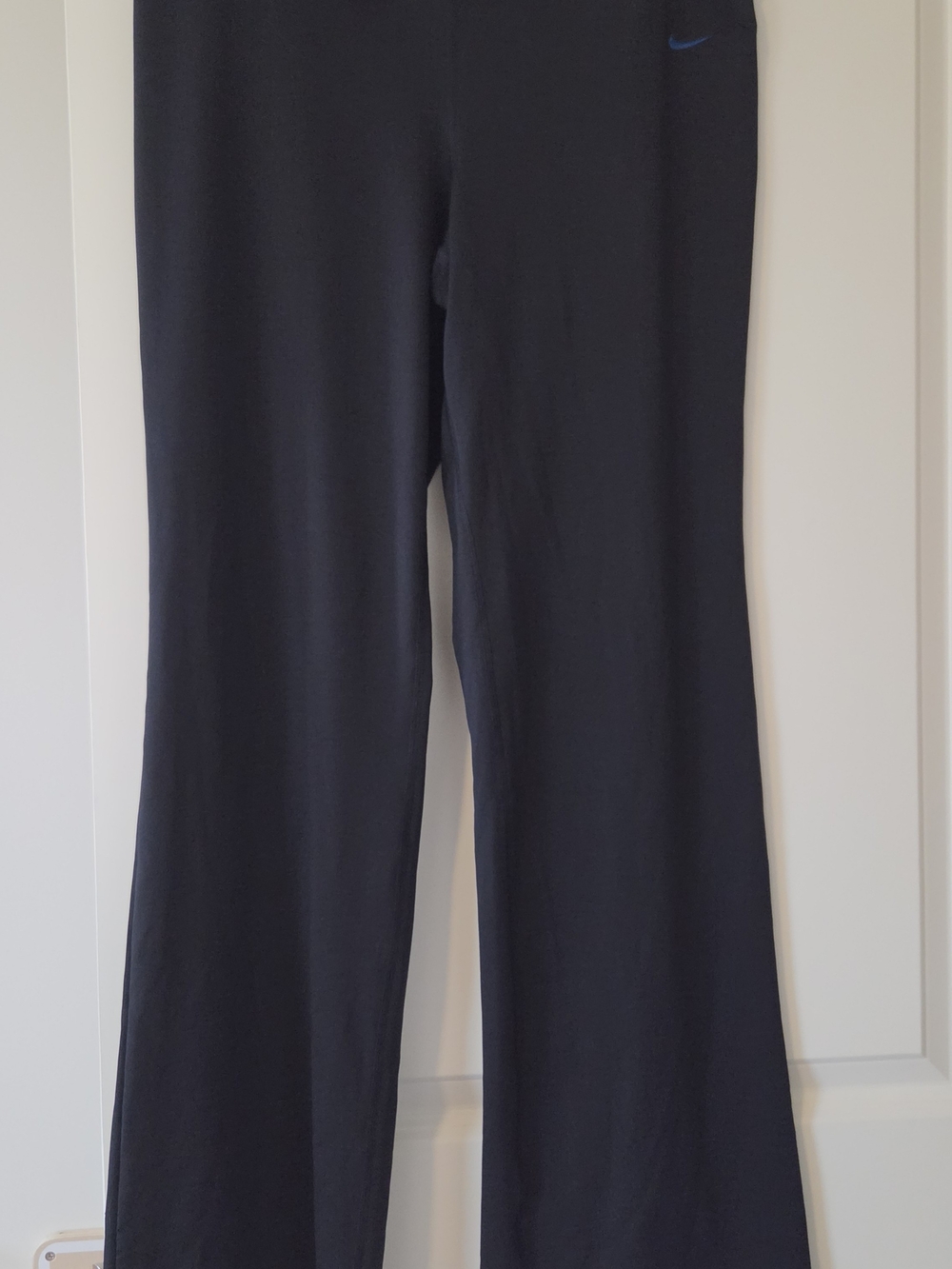 Nike Women's Black Boot Cut Flare Pants with Blue Swoosh